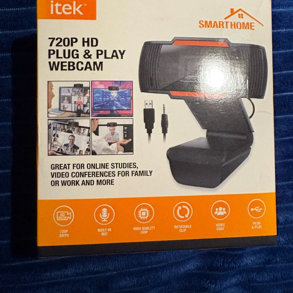 Black 720P HD Plug & Play Webcam